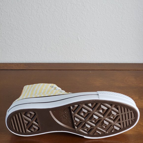 Converse Women's CTAS Lift Hi Striped A03298C White/Cyber Mango/Light Curry SZ 6 - Picture 6 of 8